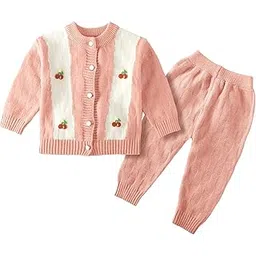 bold n elegant Newborn Baby Knitted Woolen Front Open Sweater Shirt Pajama Winter Baba Suit Coords Set for Baby Boy N Girl-picture-35