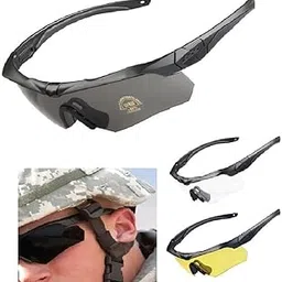 GALAXYLENSE ANSI Z87.1 Tactical Combat Military Ballistic EYE-SHIELD Shooting High Impact Resistance Sunglasses With 3 Replacement Lenses And Prescription Glasses Holder (Black)-picture-54