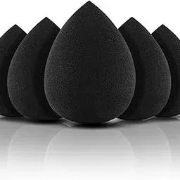 Keli 5 Pcs Black Makeup Sponge Blender Set Multi-Purpose, Cosmetic Applicator Puff for Flawless Foundation, Blending, for Dry or Wet Makeup (Pack of 5)-image-44