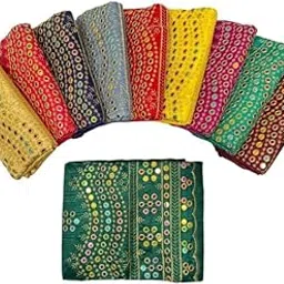 aashirwad Multicolor Unstitched Blouse Materials 1 Meters Each | Multi Sequence Mirror Embroidery Work on Silk - Navratri Special, Durga Puja Special, Oti Bharan, Ugadi (Pack of 10 Pieces)-Pattern 2-picture-29