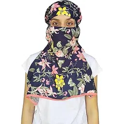 switchon Scarf Hijab mask Rayon Printed fancy scarf for women Size Adjustable -Hook loop tape-picture-16