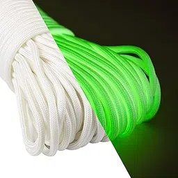 Abma Cord Paracord Glow in the Dark 0.16 inch (4 mm) 9 Cores, Luminous Tent Rope, Guy Rope, Load Capacity 550.1 lbs (250 kg), For Outdoor Activities, Camping, Accessory Making (30m)-picture-34