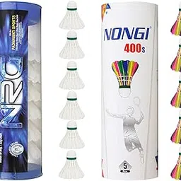 NONGI Combo Shuttle Pack of 11 Shuttlecocks NRG (6 White Feather),400s(5 Colored Feather) for Outdoor Indoor Badminton Sports-picture-52