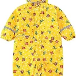 atorse Kids Rainsuit One-piece, Children's Rainsuit Hooded Rain Coat Yellow XL image 1
