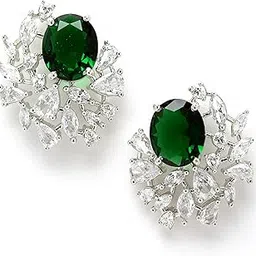 karatcart Women Green American Diamond Stud Earrings-picture-12