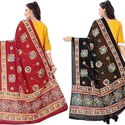 lx products Womens Cotton embroidery Dupattas & Stoles (Pack of 2) Red & White-picture-50