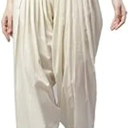 laado-pamper yourself Laado - Pamper Yourself Off-White Solid Lace Pintucks Pure Cotton Salwar for Women/Girls/Ladies | Elasticated Waistband | All Day Comfort-picture-21