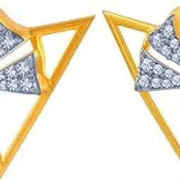 p.c. chandra jewellers 14k (585) Yellow Gold and American Diamond Stud Earrings for Women-picture-15