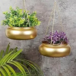 CraftElegance Hanging Metal Planter | Pot Indoor & Outdoor Hanging Baskets | Hanging Flower Pot with Chain for Balcony Living Room Plant Hangers for Home Garden Decor (7 inch Set of 2)-picture-26