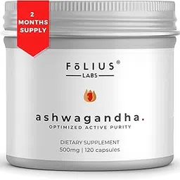 FOLIUS LABS Ashwagandha 7.5% Herbal Supplement 500mg - Stress Relief Support, Natural Mood Support and Energy Support Supplement - 120 capsules – Full Spectrum Ashwagandha root extract-picture-35