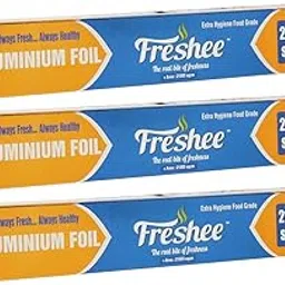 Freshee Aluminium Foil Roll for Food Packing Baking Roti Wrapping Paper Silver Aluminium Foil 21000 sqcm, Pack of 3-image-39