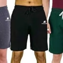 Mens Solid Plain Below Knee Lenght Waistbend Multicolour Regular Shorts for Mens and Boys (Pack of 3, XL)-image-43