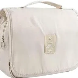 Beige Toiletry Bag for Travel Toiletry Kit Cosmetic Makeup Pouch Organizer Foldable Multifunction Portable Brush/Medicine Holder Bag Toiletry Bags SB-4443-image-56