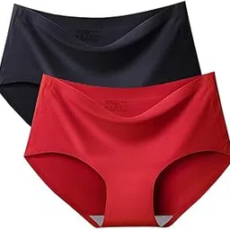 LOURYN KOULYN Seamless ice Silk Cotton Underwear Women No Show Bikini Panties Invisibles No Panty Line Workout Hipster 2 Pack (Colour May Very)-picture-29