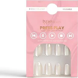 Typsy Beauty Instant Luxury Press On Nails |24 Reusable Artificial Fake Nails Set with Glue Tabs and nail glue, Champagne Shower 03, 24 Nails-picture-45