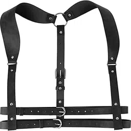 ujeavette UJEAVETTE® Pu Leather Punk Harness Women'S Fashion Costume Body Waist Belt Steampunk Black Harness Climbing|Climbing Harness|Harness Rope For Climbing|Climbing Harness For Men-picture-10