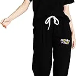 zeyo Night Suit for Women's Typography Printed Cotton Night Dress of Top and Joggers-picture-11