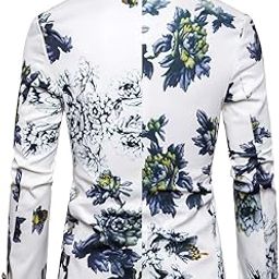 chroes Blazer Mens Suit Jacket Slim Fit Vintage Printed One Button Floral Casual Outfits Sports Coat |White |M-picture-9