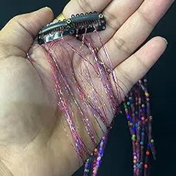 Generic Hair Tinsel Extensions with Clip, Multicolour, Pack of 2, Sparkly Hair Highlights-image-37