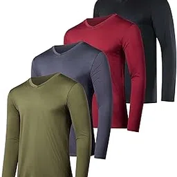 real essentials 4 Pack: Men's V-Neck Long Sleeve Dry Fit Active T-Shirt - Fishing Swim Sun Protection UPF 50+(Available in Big & Tall)-picture-27