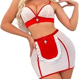 riodebella Women’s Sexy Nurse Costume Lingerie Set – Bra, Mini Skirt & Apron Roleplay Outfit for Cosplay-picture-53
