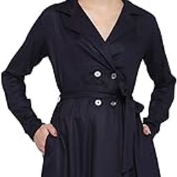 style quotient Women Black Solid Double-Breasted Trench Coat-picture-43