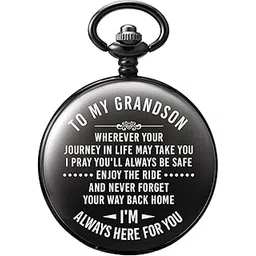 treeweto Mens Engraved Pocket Watch Gifts from Grandpa Grandma, Unique Birthday Gift Ideas for Grandson, Graduation Gifts for Him, Present for Boys Men-picture-21