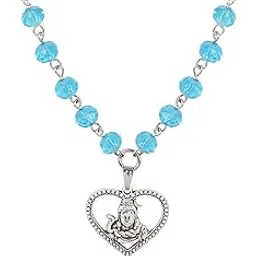 czardonic Silver Religious Pearl Stainless Steel Heart Pendant Neckpiece | Certified & Authentic Necklet | Stylish & Fancy Necklace for All Men & Women | SkyBlue-picture-41