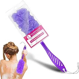 Majestique Long Handle Back Scrubber Shower, Soft Nylon Mesh Loofah Bath Body Brush Stick For Men Women (Purple) Luffa Body Wash Exfoliating.-picture-28