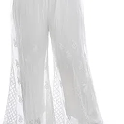 sanvi collections Hand Embroidered (Lucknowi Chikankari) Georgette Kali Palazzo for Women A128-picture-12