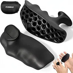 MYUDEGEAS Rubber Gym Grips Fingerless Workout Gym Gloves, Weight Lifting Grips Bodybuilding Gymnastics Hand Grips for Deadlifts,Pull Up Grips for Crosstraining Palm Grips Hand Protection (Pair)-image-9