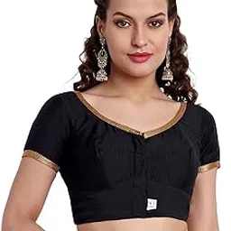 jisb Women's Rayon Slub Round Neck Saree Blouse-picture-11