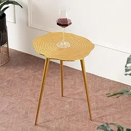 nestroots Side Table for Living Room | Bedside Table for Bedroom | Corner Table for Living Room Dcor | Metallic End Table with Floral Design | 21 Inch Height, Golden-picture-37