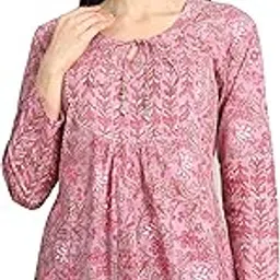 rajnandini Women's Pure Cotton Floral Printed Tunic (JOPLJPR4036-P_Light Purple & Pink)-picture-46