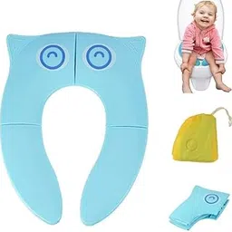 Kepzell Portable Baby Toilet Seat Foldable Potty seat Western Kids Potty Trainer Cover for Toddler Boys Girls Travel, Blue (Plastic) (Blue)-image-8