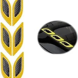 Carbon Fiber Graphic Car Reflective Sticker, Warning Sign Bumper Door Fender, Door Edge Guard Reflective Protector Anti-Collision Car Sticker Exterior Accessory (6 Pcs Set) (Yellow)-picture-18