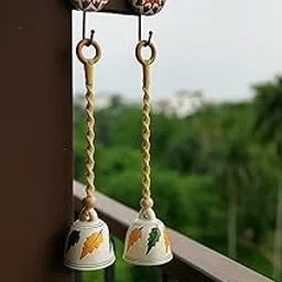RHD Whimsical Chimes, Floral Finesse—Hand-Painted Ceramic Bell to Grace Every Corner Height 4 inches, Set of 2 Medium Size Bells with 2 Ceramic Hooks to Hang The Bell.-picture-26