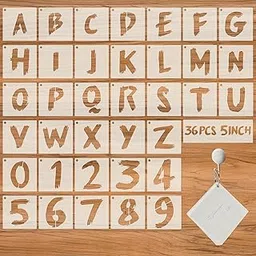36pc Letter Stencils for Painting, Reusable Numbers & Alphabet Stencils - 5 Inch, Cursive image 1