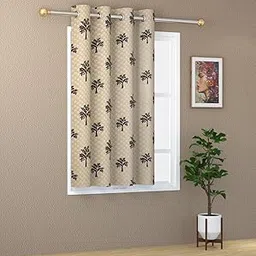 YUKANY Printed Tree 1 Piece Polyester Home & Living Room Eyelet Window Curtain - 5 Feet, Coffee Brown-picture-26