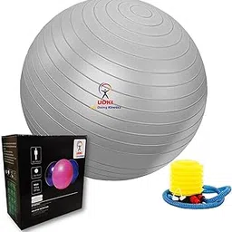UDKI Gym Ball for Exercise Silver 65 cm Diameter Anti Burst Exercise Ball with Foot Pump for Workout Yoga Ball for Women and Men Swiss Ball for Balance Stability Training-picture-16