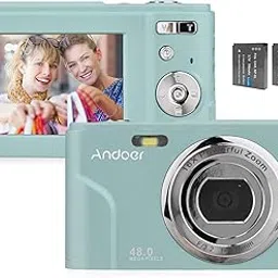Andoer Portable Digital Camera 48MP 1080P 2.4-inch IPS Screen 16X Zoom Auto Focus Self-Timer 128GB Extended Memory Face Detection Anti-Shaking with 2pcs Batteries Hand Strap Carry Pouch-image-17