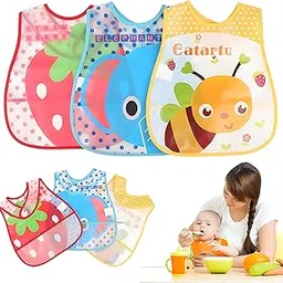 CUTEABLY Waterproof Baby Bibs Set, Animal and Fruit Prints, Pack of 3, Assorted Colours-image-24