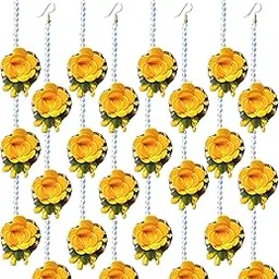 patwa traders Ethnics Flower yellow Fabric Along with Pearls Brass Maang Tikka for Women,Pack of 24 ; MangTika Set for Wedding | Baby Shower | Shaadi| Haldi | Mehandi | Party in MULTI Colour for Girls (YELLOW 24, 24.0, Count)-picture-30
