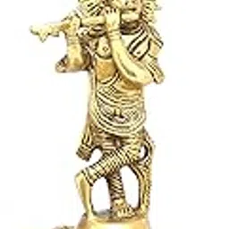 Two Moustaches 9 Inches Krishna Design Brass Hanging Diya, Brass Diyas for Decoration , Diwali Diyas , Diwali Decoration , Housewarming Gifts , 9 Inches Diya, 17 Inches Chain, 1.25 Kg, Antique Yellow image 1