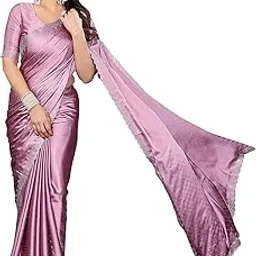 janoi Women Bollywood Moss Satin Swarovski Stone Saree Set with Blouse |saree for Wome | Saree | New Sari | Latest Saree_AZ-JN-P1-PINTU PINK-picture-20