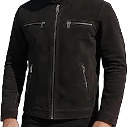 Rogue Wolf Black Suede Leather Jacket | Men's Leather Jackets, Chocolate Brown Leather Jacket, Suede Jackets, Regular Fit, Four Pockets-image-69