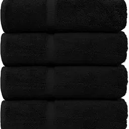 Bare Cotton Luxury Hotel&Spa Quality Collection Highly Absorbent,Quick Dry 100% Turkish Cotton 700 GSM,Eco Friendly Towel,for Bathroom Dobby Border Soft Towel Set 27X54 -Black,Bath Towels-Set of 4-image-13