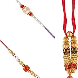 Vivastri's Premium & Attractive Rakhi Set Of 3 Pair With Trending 'Lumba 'Style Rakhi For Brother On Occasion Of Rakshabandhan-VIVA1229-1220-1225RKG-image-55