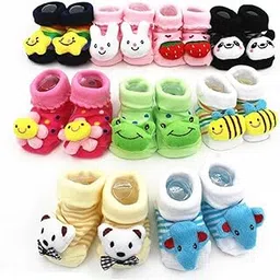 cuteably Baby Boys New Born Baby Cotton Cartoon Face Regular Socks Shoes, 0-6 Months, Assorted-picture-31