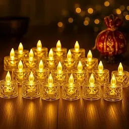 BACKBENCHERS Flameless LED Tea Light Candles, Pack of 24, White, Battery Operated, Crystal-Style Design for Home Decor, Diwali, Christmas-image-90